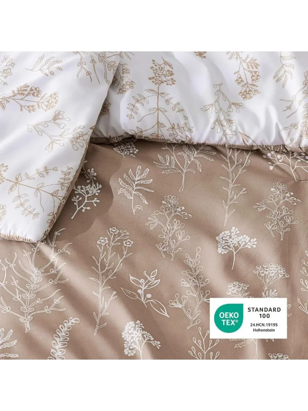 Cozy Light Taupe Queen Comforter Set - 3 Piece Floral Bedding, Reversible
